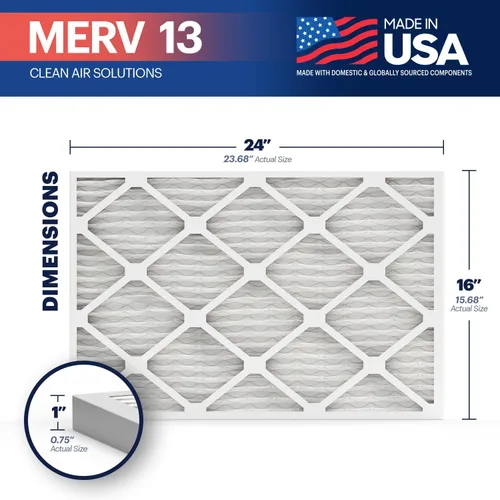 Miniatura 2 de BNX TruFilter 16x24x1 Filtro de aire MERV 13 (paquete de 6) - HECHO EN EE.UU. - Filtros plisados electrostáticos para aire acondicionado HVAC AC