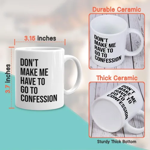 Miniatura 4 de Taza de café católica de Bubble Hugs de 11 onzas, Don't Make Me Have to Go to Confession, divertida Biblia católica, sarcasmo, sacerdote, pastor