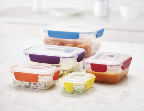 Miniatura 5 de Joseph Joseph Nest Lock Juego de recipientes de plástico para almacenar alimentos sin BPA, con tapas con cierre hermético a prueba de fugas, 10