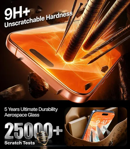 Miniatura 4 de TORRAS Protector de pantalla para iPhone 17 Pro Max [12 pies de grado militar inastillable] [9H+ vidrio templado aeroespacial] Protector de pantalla