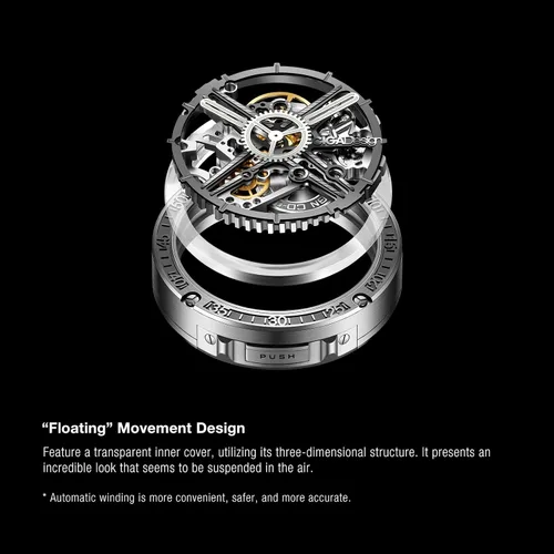 Miniatura 3 de CIGA Design Reloj mecánico automáticomanual de la serie Magician de acero inoxidable y titanio, funda desmontable de cristal de zafiro, correa