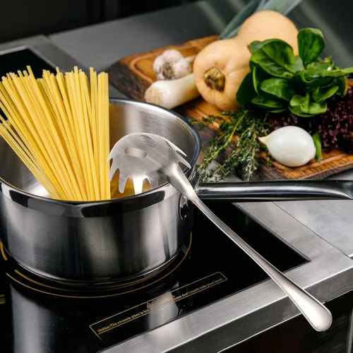 Miniatura 7 de Cabilock Servidor de cuchara de espagueti de acero inoxidable con mango cómodo, práctica cuchara de servir de fideos para albóndigas de pasta y más