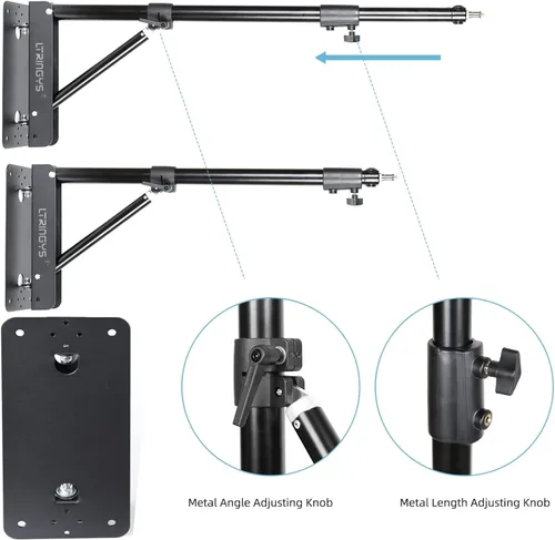 Miniatura 7 de Brazo triangular para montaje en pared, 51 pulgadas/51.2 in, soportes para aparatos fotográficos, montaje ajustable para salones, softbox