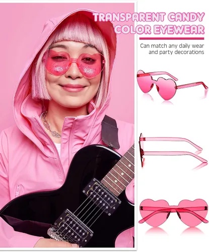 Miniatura 4 de Frienda 20 Pairs Heart Shaped Sunglasses Rimless Candy Color Glasses for Women Men Party Favor