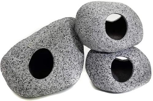 Miniatura 2 de JIH Decoraciones de acuario de roca, refugios de cerámica, hábitat de camarones, tubo de reproducción, cueva oculta, cueva apilable para decoración