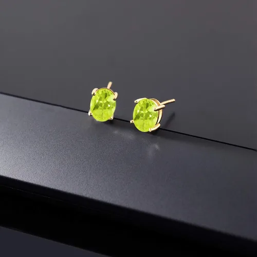 Miniatura 307 de Gem Stone King Aretes de oro de 14 quilates con piedra natal ovalada de 0.315 x 0.236 in Aretes de oro para mujer
