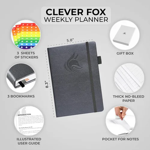 Miniatura 2 de Clever Fox Planificador – Planificador semanal y mensual sin fecha para productividad, gestión del tiempo y objetivos – Diario organizador – A5