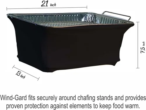Miniatura 5 de The Original Patented' - Protector contra el viento para bufés, catering, cubierta para calentador de alimentos, poliéster ignífugo, lavable, Negro