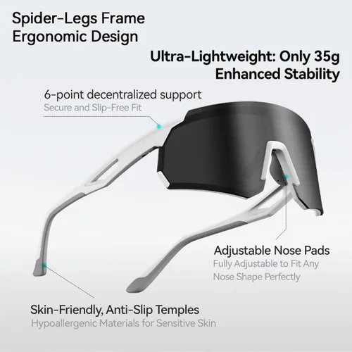 Miniatura 4 de Lentes de ciclismo fotocromáticos, UV400 TR90, marco para equitación, correr, béisbol, pesca, conducción para hombres y mujeres