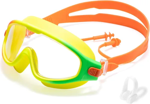 Miniatura 13 de Gafas de natación para niños de 6 a 12 años, visión amplia, antivaho, protección UV, sin fugas, gafas de natación para niños y niñas Negro azul