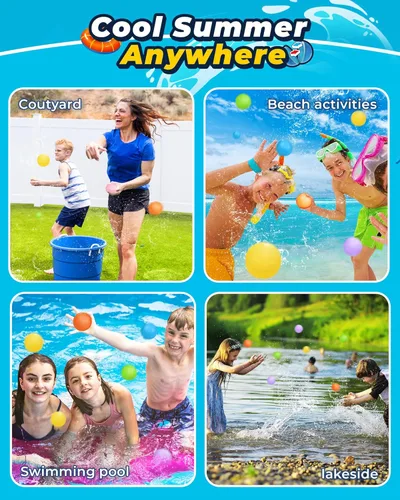 Miniatura 6 de 12 globos de agua reutilizables – Bolas de agua de llenado rápido para niños de 4 a 8 años – Bomba de agua autosellante recargable para fiesta