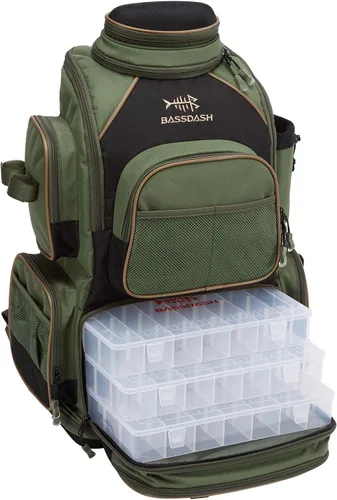 Miniatura 17 de Bassdash - Mochila para artículos de pesca, resistente al agua, táctica, con caja para aparejos suave, soporte para caña de pescar y cubierta