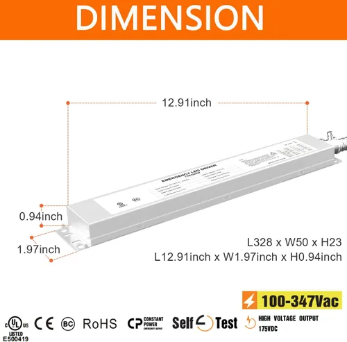 Miniatura 5 de Controlador de emergencia LED de 20 W, 100-347 V CA 175 V CC durante 90 minutos de tiempo de emergencia, controlador LED de emergencia regulable