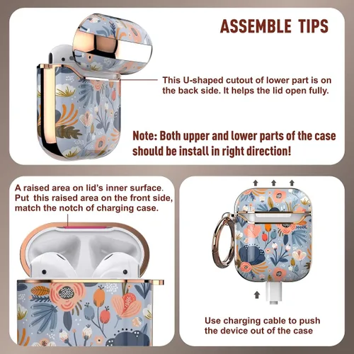 Miniatura 5 de wenew Funda rígida para AirPod AirPods de 1ª y 2ª generación con llavero para mujeres y hombres (azul)