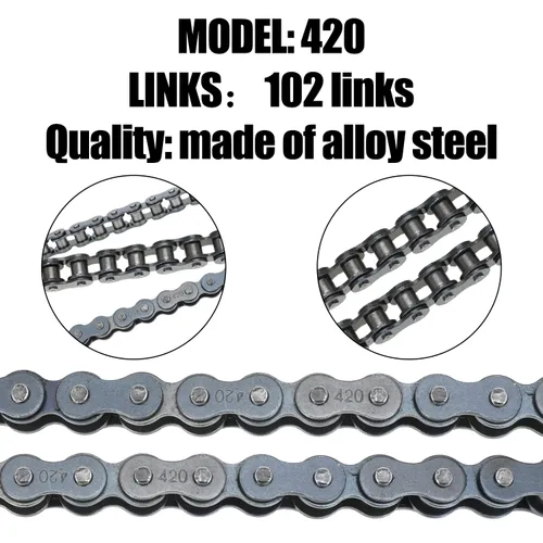 Miniatura 5 de YOXUFA 420 cadenas 102 eslabones para CRF50 XR50 PW80 SSR Tao Tao Coolster 110cc 125cc Pit Dirt Bike 4 Wheeler ATV Quad Kazuma Baja Ice Bear Lifan