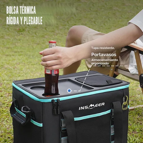 Miniatura 3 de INSMEER Soft Cooler Bag with Hard Shell & 2 Cup Holders, Portable 40L/70 Cans Collapsible Cooler Bags Insulated with Leakproof for Travel, ice