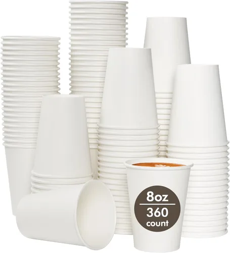 TV TOPVALUE 360 unidades de tazas de papel de 8 onzas, tazas de papel desechables de café de 8 onzas, tazas de bebidas calientes para agua, jugo o