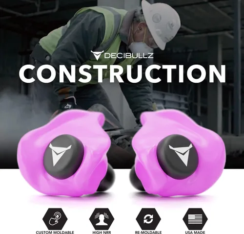 Miniatura 7 de Decibullz - Tapones para oídos moldeables a medida, 31 dB NRR más alto, protección auditiva cómoda para disparar, viajar, trabajar y conciertos Rosa