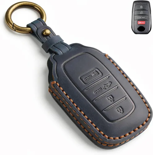 Miniatura 9 de QBUC Funda de Cuero Genuino para Llavero de Toyota Tacoma, Compatible con Toyota Tundra Prius Venza Corolla Crown Sequoia Grand Highlander RAV4