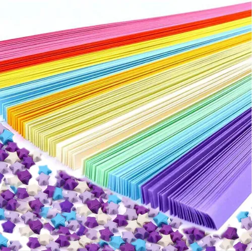 Miniatura 8 de Tiras de origami de estrellas, patrones de cielo estrellado, estrellas de papel, tiras de papel hechas a mano, artesanías (540 piezas)