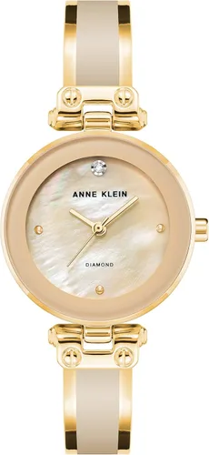 Anne Klein Reloj de pulsera con esfera de diamantes genuinos para
