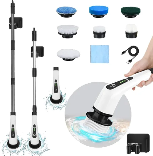 Limpiador eléctrico giratorio para limpiar el baño: limpiador de ducha eléctrico inalámbrico - Cepillo de limpieza eléctrico para bañera de azulejos