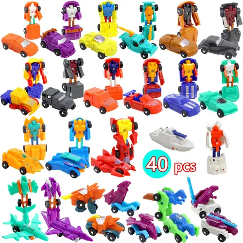 Miniatura 8 de Morphing Robot - Vehículos de juguete de construcción, mini vehículos de tracción para niños, juego de 16 figuras de acción, suministros de fiesta