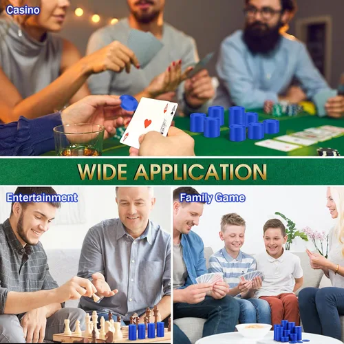 Miniatura 7 de Leitee 500 fichas de póquer de plástico azul a granel de 1.5 pulgadas, mini fichas de bingo, marcadores de fichas, discos de conteo de casino