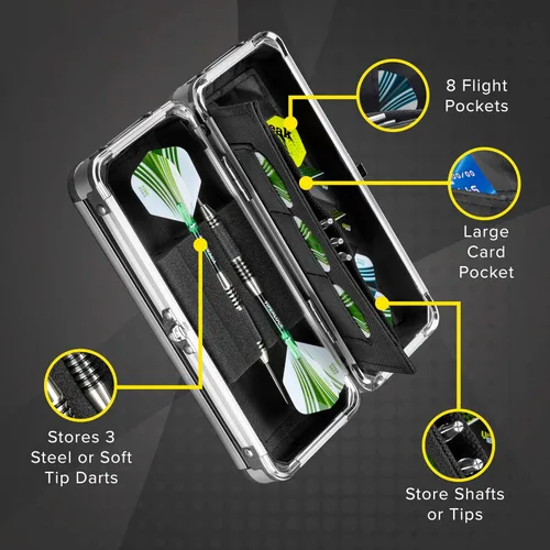 Miniatura 2 de Casemaster Sole - Estuche de aluminio delgado para dardos con capacidad para 3 puntas de acero y punta suave con suficiente espacio para mantener