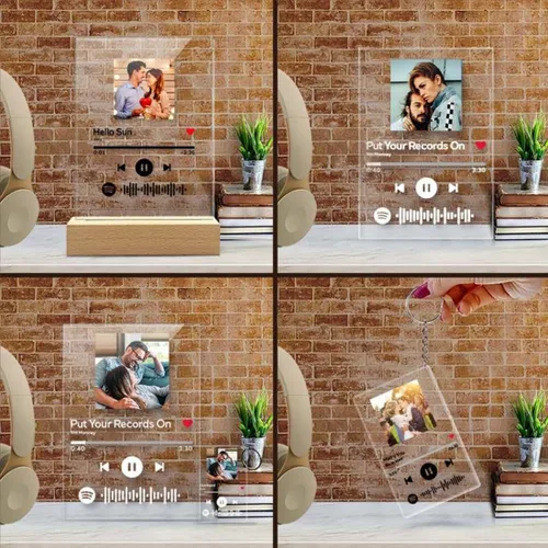 Miniatura 5 de NOVASGAFF Regalo de foto personalizado, álbum de música, placa de vidrio acrílico personalizada con imagen, canción favorita personalizada con foto