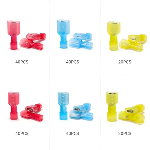 Miniatura 6 de HKS 200 PCS (100 pares) conectores de pala de nailon aislados macho y hembra de 22-10 AWG – Terminales de cable de desconexión rápida, kit