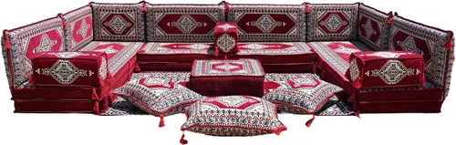 Miniatura 40 de arabicsofa Cojines de piso árabe en forma de U – Sofá tradicional Majlis con sofá otomano