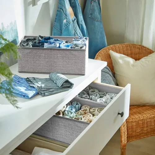 Miniatura 7 de Paquete de 12 organizadores de cajones para ropa, caja de almacenamiento de ropa plegable, organizadores divisores de cajones de cómoda y armario