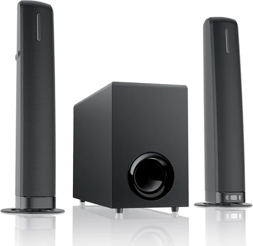 Barra de Sonido Assistrust con Subwoofer, Barra de Sonido de 110W para Smart TV con Bajo Profundo Ajustable y Aumento de Volumen y 3 Modos de EQ,