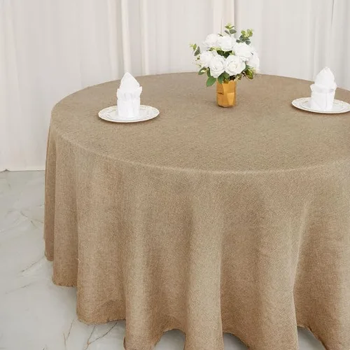 Miniatura 2 de Balsa Circle Mantel redondo natural de arpillera sintética de 120 pulgadas, recepción, boda, recepción, fiesta, eventos, decoración de catering
