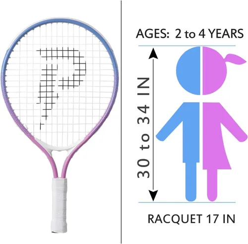 Miniatura 3 de Raqueta de tenis para niños de 17 a 25 pulgadas, el mejor kit de inicio para niños de 4 años en adelante con bolsa de correa para el hombro y mini