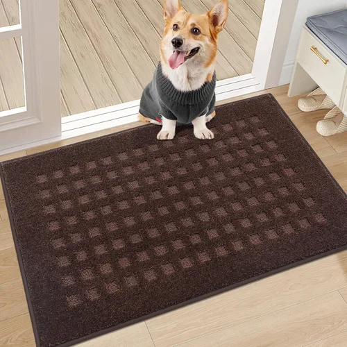 Miniatura 16 de BEQHAUSE Tapetes para puerta de 20 x 32 pulgadas, tapete antideslizante de punto gofre, de perfil bajo, resistente a la suciedad y absorbente, Beige