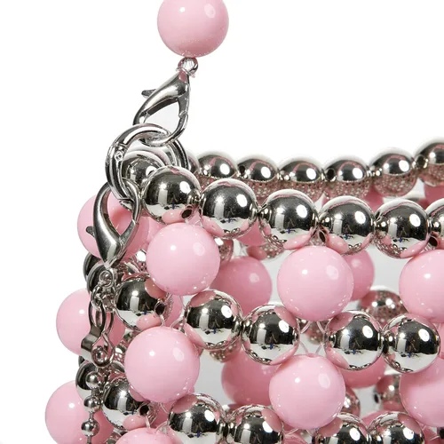 Miniatura 3 de YUSHINY - Bolso de noche con cuentas acrílicas plateadas, pequeño color WOC con cadena de correa desmontable