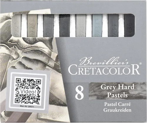 Cretacolor Juego de 8 tizas, pastel duro, gris