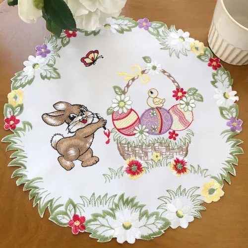 Miniatura 29 de Mantel bordado para decoración de encaje a prueba de polvo, sin arrugas, lavable, floral, rectangular, para cocina, comedor, vacaciones, cumpleaños