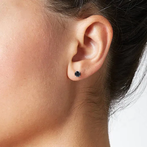 Miniatura 2 de Pendientes de plata de ley con circonita cúbica negra para mujer y hombre