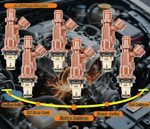 Miniatura 6 de Juego de 6 inyectores de combustible con conector arnés de enchufe de repuesto para Toyota 1999-2004 Tacoma 2000-2004 Tundra 3.4L 1999-2002 4Runner