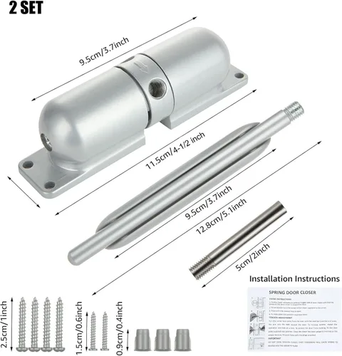 Miniatura 2 de 2 cierrapuertas automático de seguridad, bisagra de puerta de cierre ajustable para convertir puertas con bisagras en cierre automático, Negro