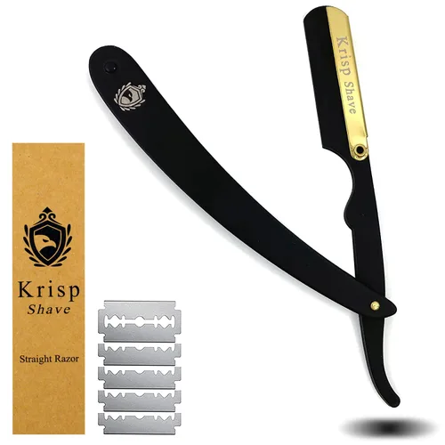Krisp Beauty - Maquinillas de afeitar rectas profesionales para hombres, maquinilla de afeitar de borde recto para afeitado cercano, afeitadora de