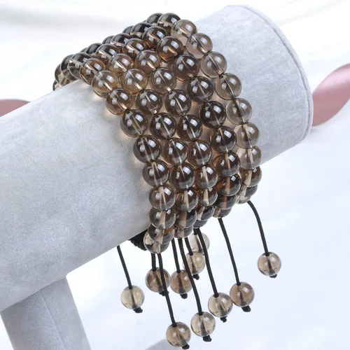 Miniatura 2 de Massive Beads - Pulsera de cuentas de cristales de macramé con poder curativo natural, unisex, ajustable, 516 pulgadas (8 mm)