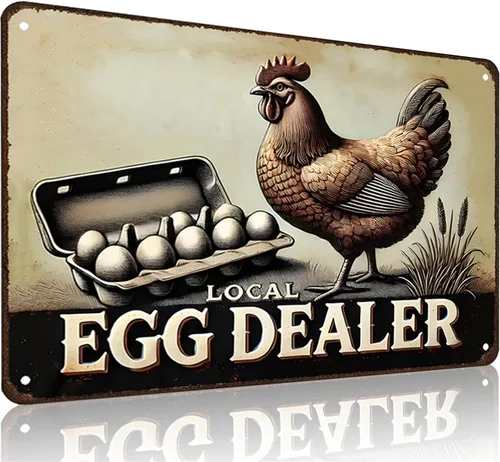Smilelife Funny Chicken Gifts Relax Local Egg Dealer - Letrero de lata para el hogar, granja, gallinero, casa de campo, Kicthen decoración de