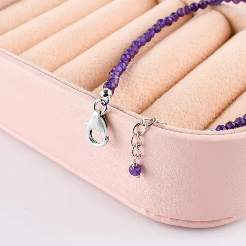 Miniatura 3 de InfinityGemsArt Natural Stone Beads Dainty Bracelet Jewelry for Women, Crystals and Gemstones Birthstone 925 Sterling Silver Chain 8 inch Gifts For
