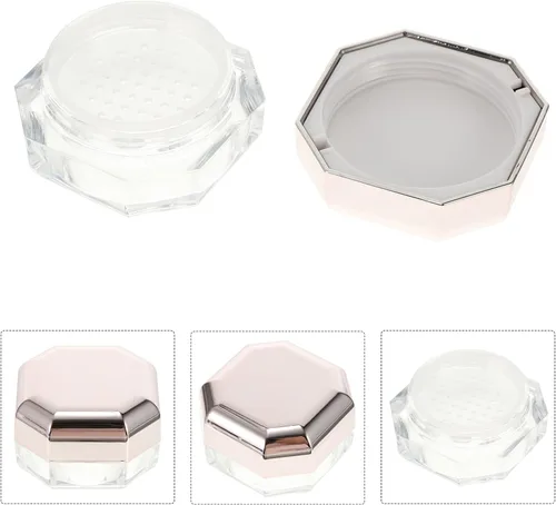 Miniatura 4 de EXCEART Caja de polvo de 4 piezas de polvo cosmético Contenedor de polvo de cuerpo vacío Envase de polvo de maquillaje Puff después de baño Puff
