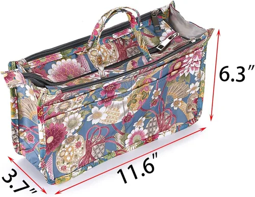 Miniatura 4 de BTSKY Organizador de bolso de impresión dentro del bolso, alta capacidad, 13 bolsillos, organizador con asa, girasol