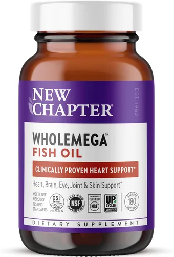 New Chapter Suplemento de aceite de pescado de Wholemega - aceite de salmón de Alaska silvestre con omega-3 + astaxantina + capturado de manera